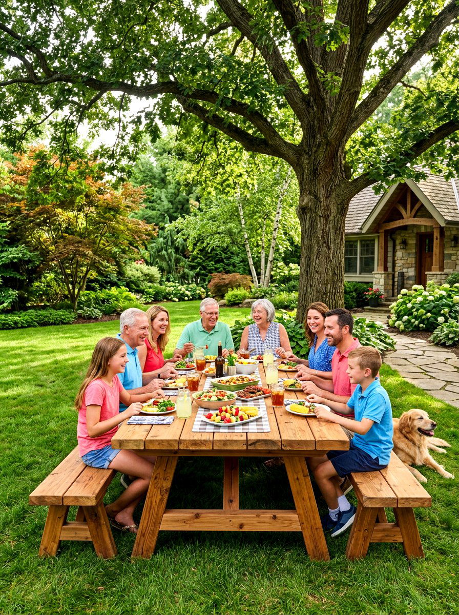 Picnic table with bench - 30 patio furniture ideas