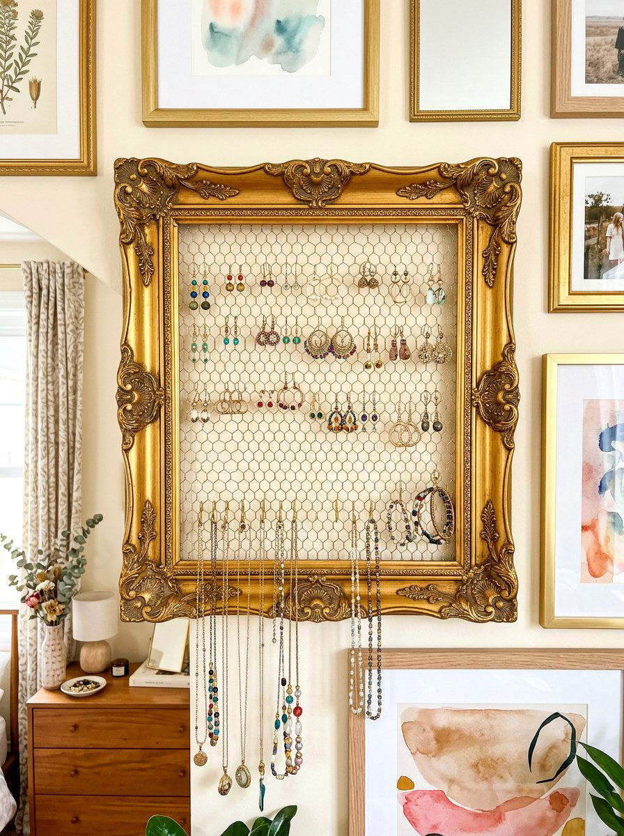 Picture Frame Jewelry Holder - 30 jewelry storage ideas
