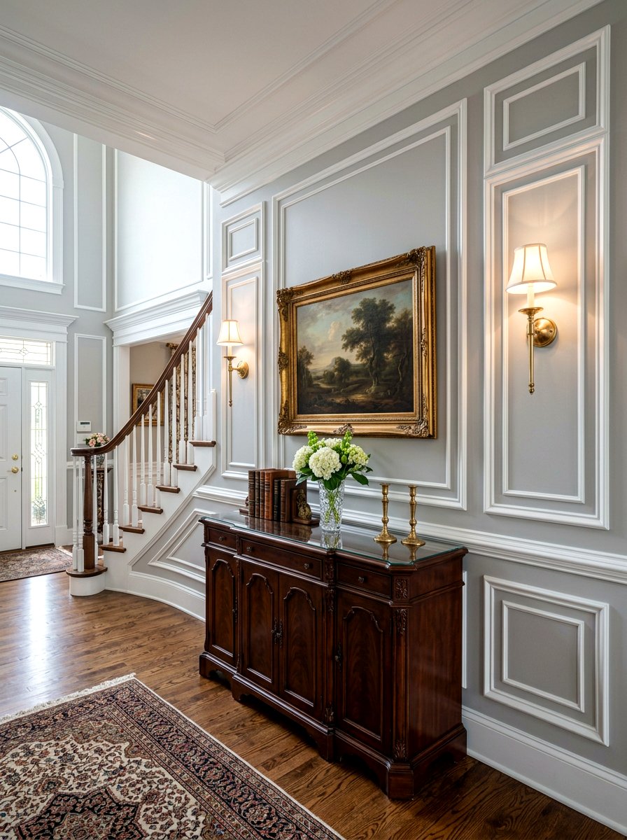 Picture Frame Molding - 30 foyer accent wall ideas
