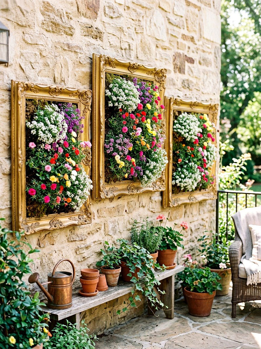 Picture Frame Plant Display - 30 vertical flower garden ideas