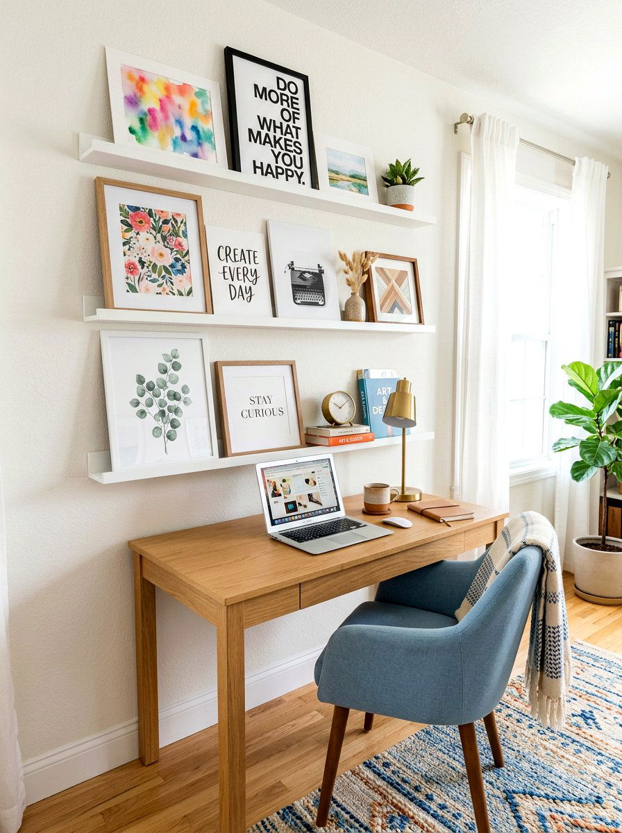 Picture Ledge Wall - 30 study wall ideas