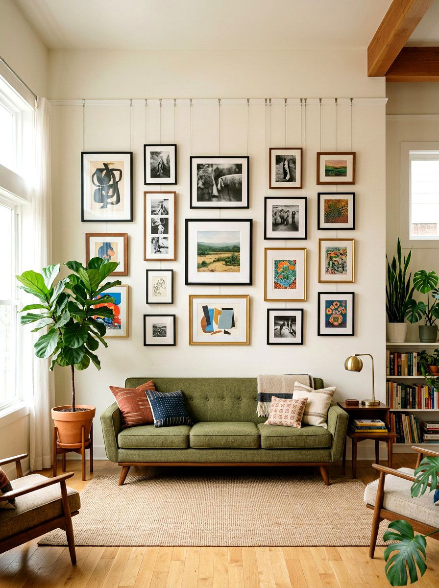Picture Rail Gallery Wall - 30 decorative molding ideas