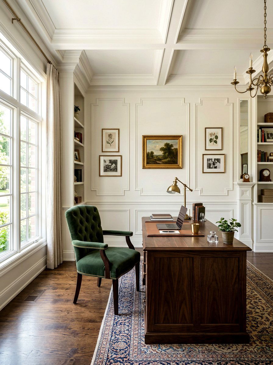 Picture frame molding wall - 30 office accent wall ideas