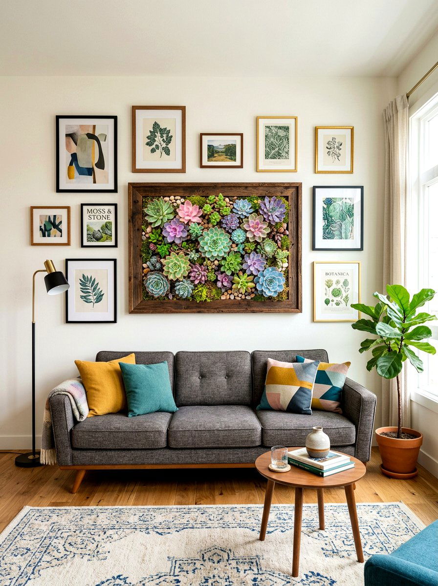 Picture frame succulent garden - 30 apartment vertical garden ideas