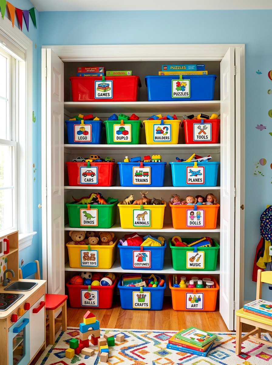 Picture kids closet basket labels - 30 closet basket labels ideas