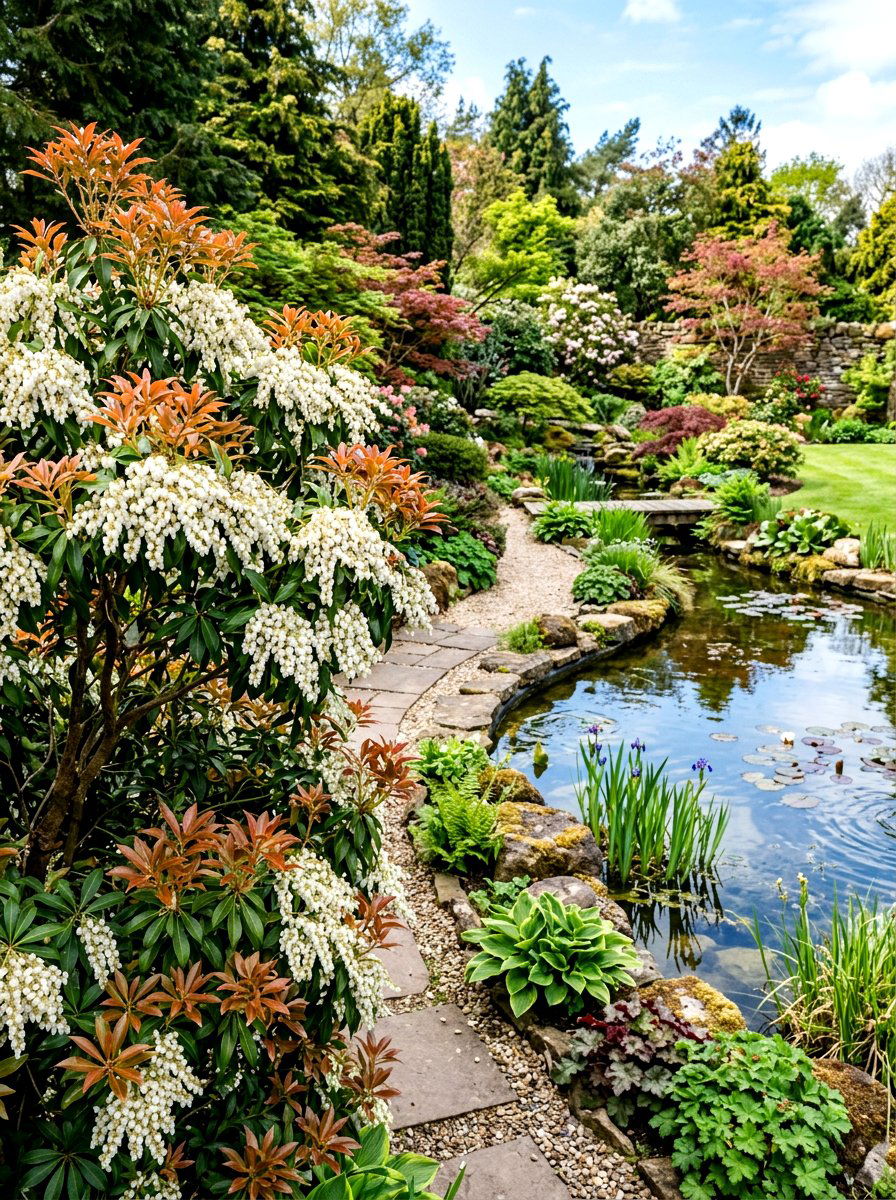 Pieris Japonica Garden Feature - 30 evergreen landscaping ideas