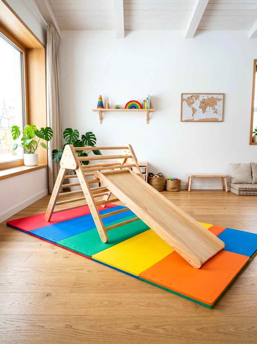 Pikler triangle climbing set - 30 Montessori playroom aesthetic ideas