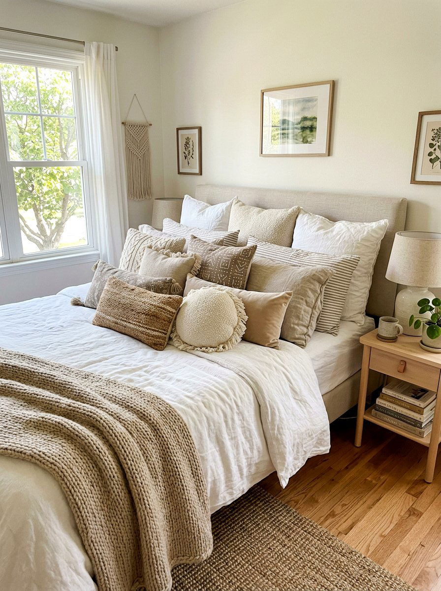 Piled Pillows - 30 Nancy Meyers bedroom ideas