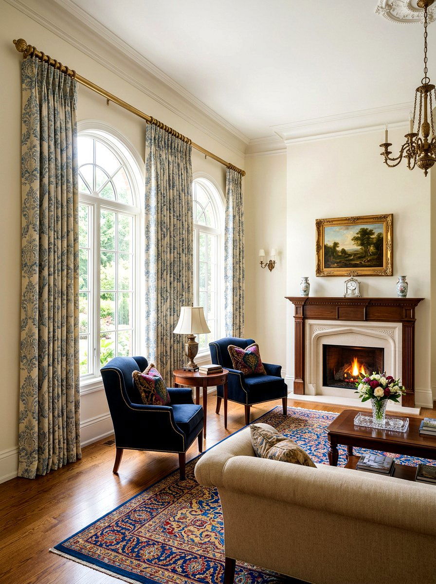 Pinch Pleat Drapery - 30 dramatic drapery living room ideas