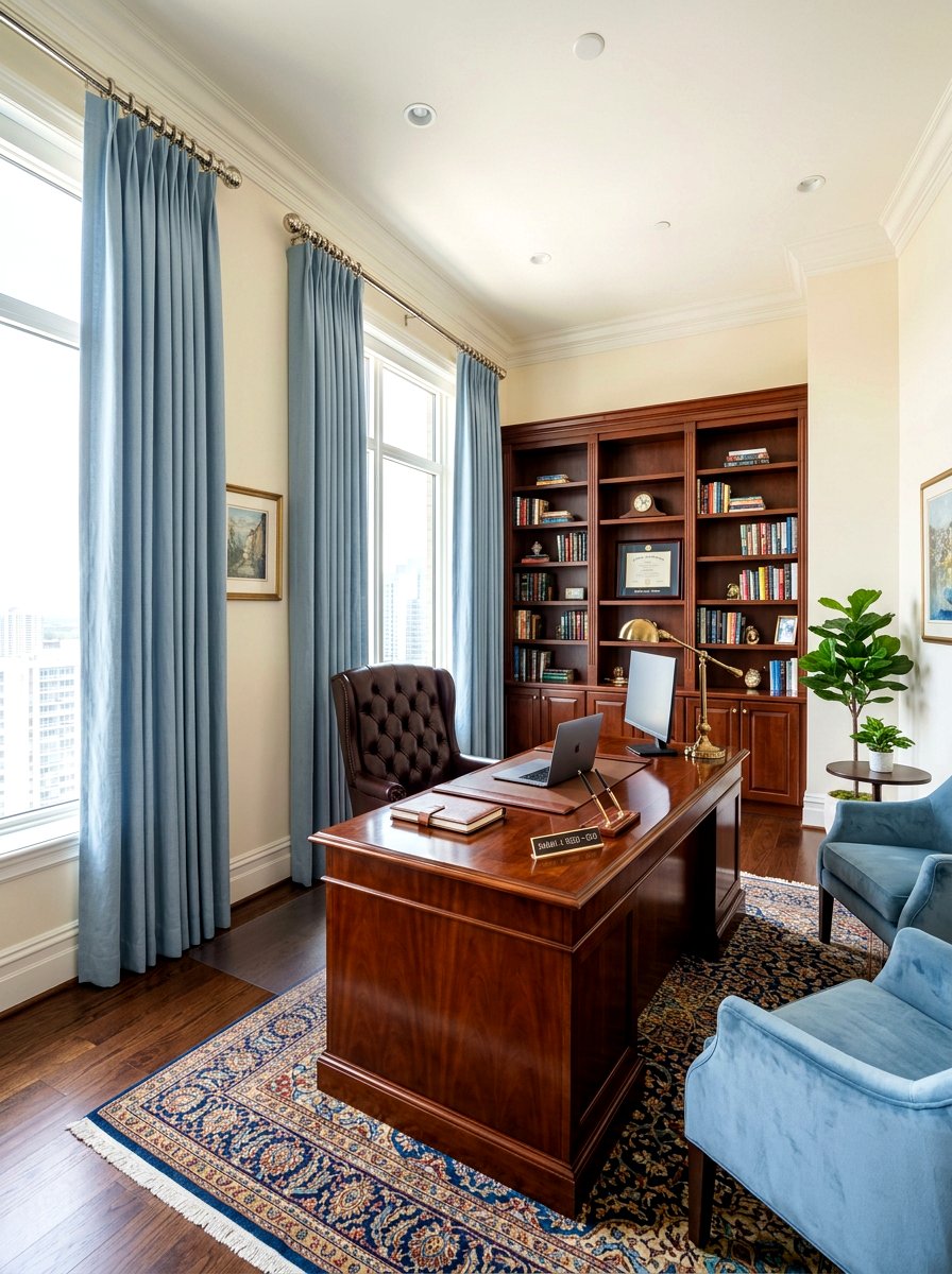 Pinch Pleat Office Curtains - 30 office curtain ideas