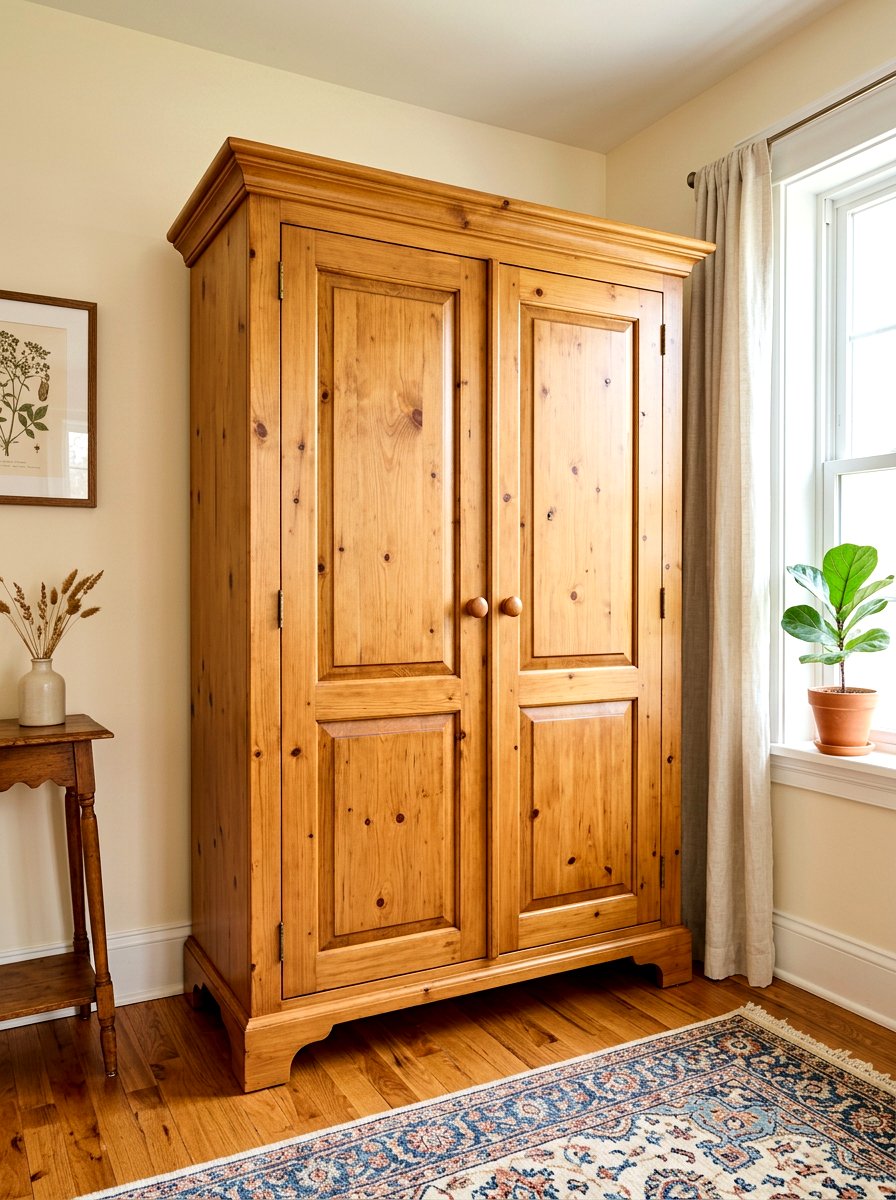 Pine Armoire Cabinet - 30 English country bedroom decor ideas