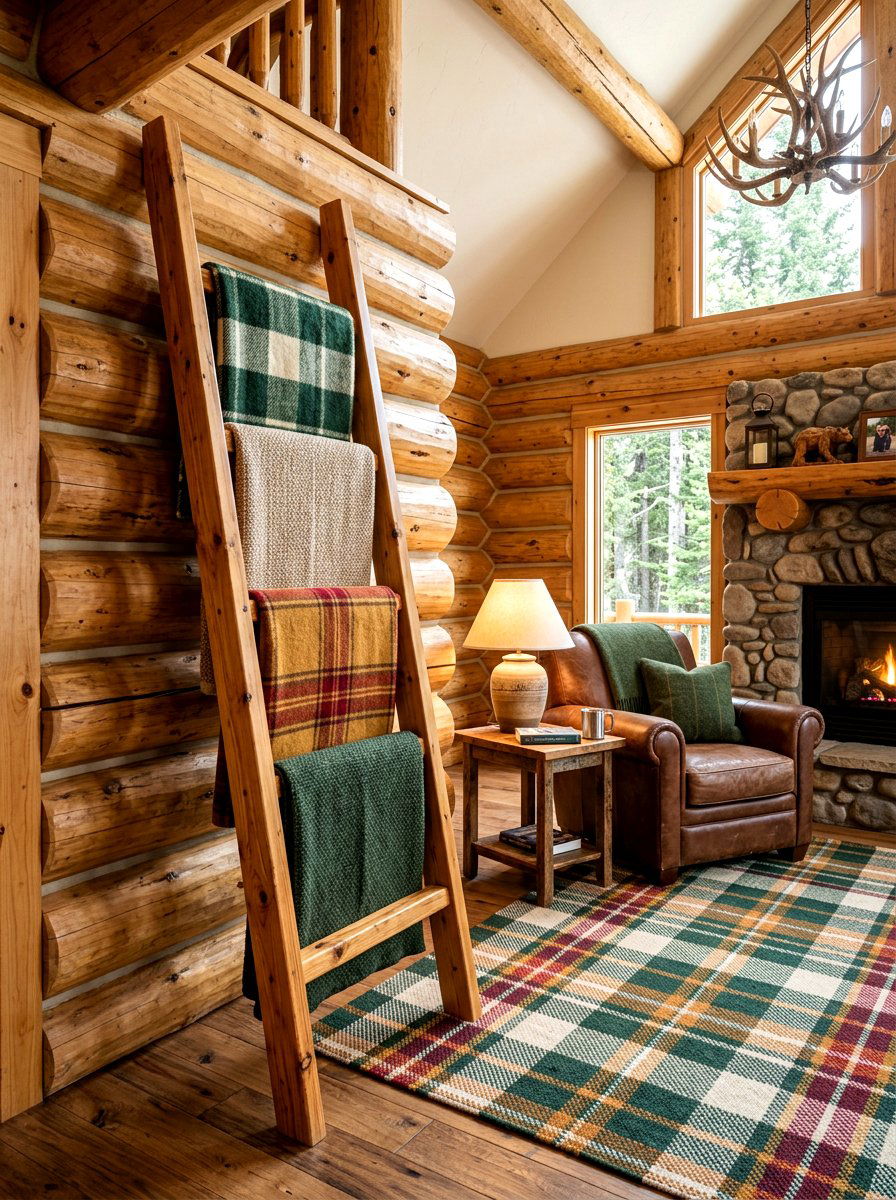 Pine Blanket Ladder - 30 blanket ladder ideas