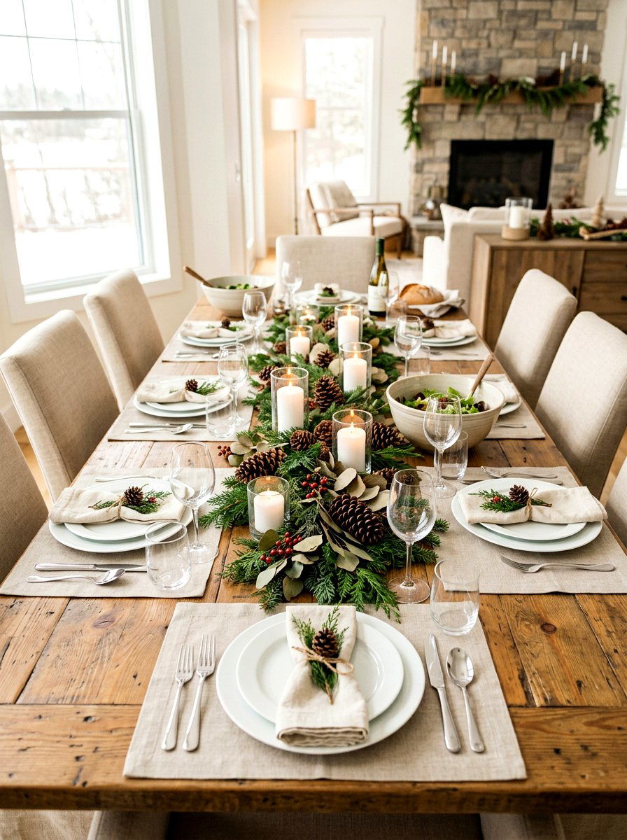Pine Cone Table - 30 ski lodge holiday decor ideas
