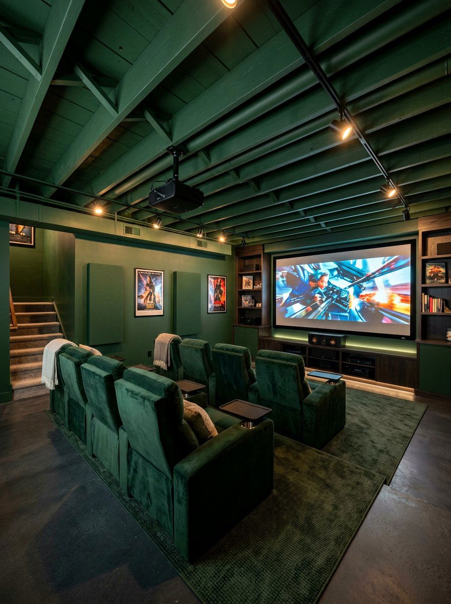 Pine Green Basement - 30 fall color drench ideas
