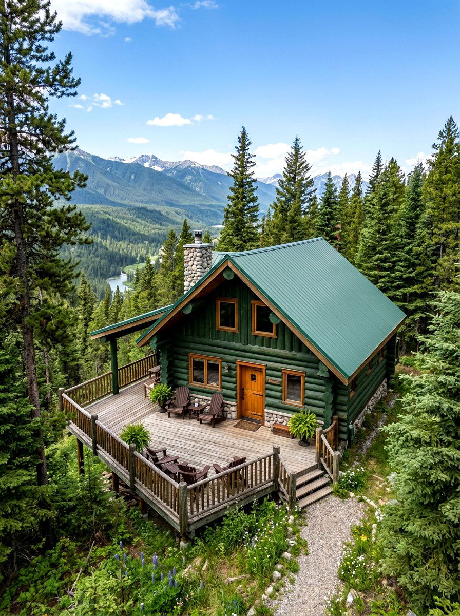 Pine Green Cabin - 30 green house exterior ideas