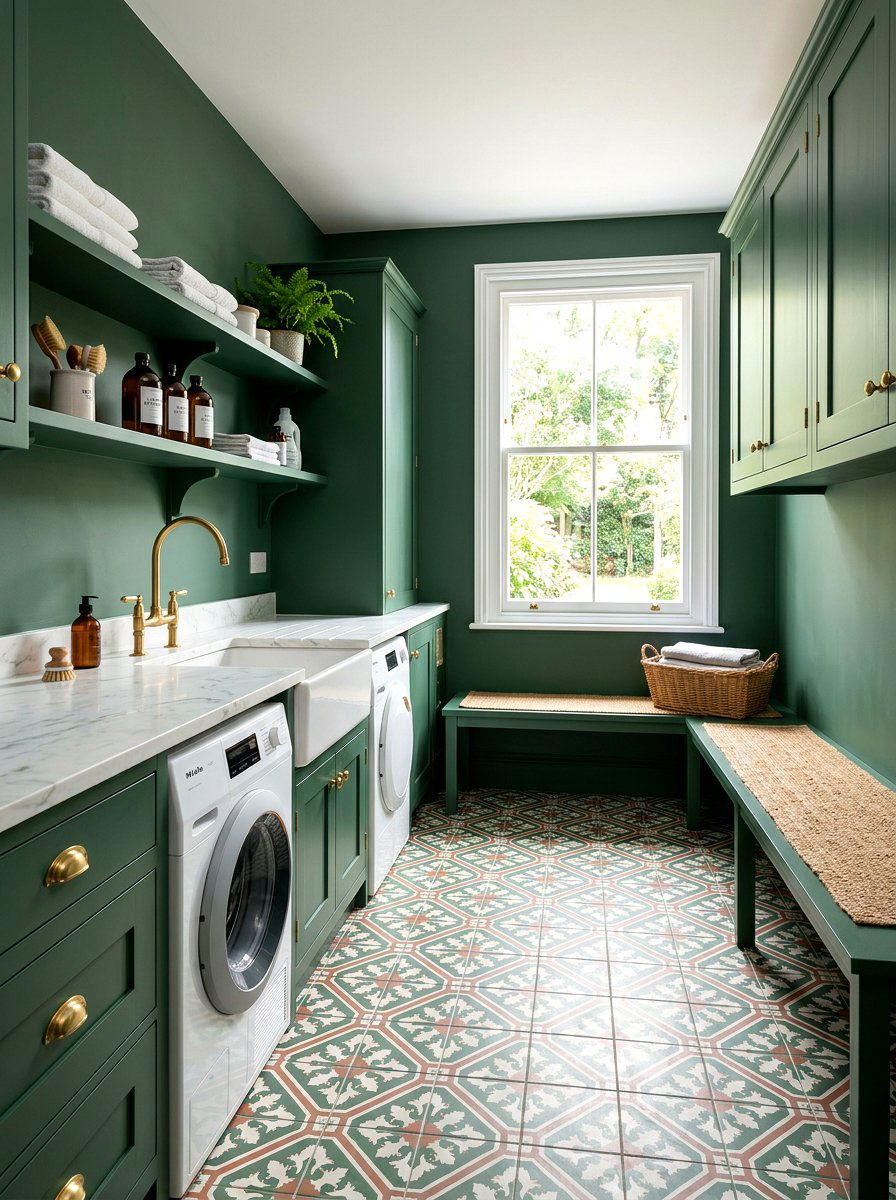 Pine Green Laundry Room - 30 saturated color room ideas