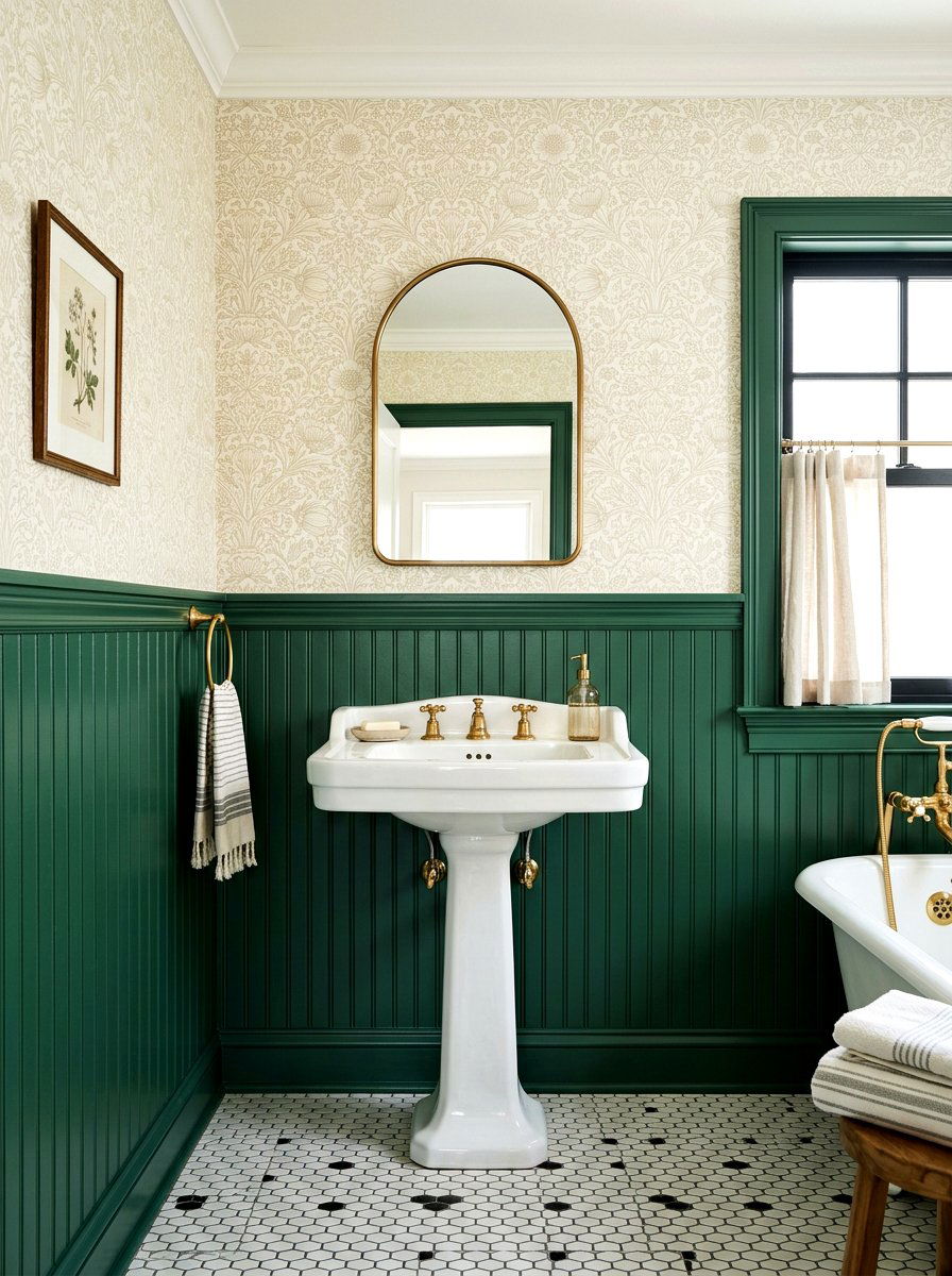 Pine Green Wainscoting Bathroom - 30 green bathroom ideas