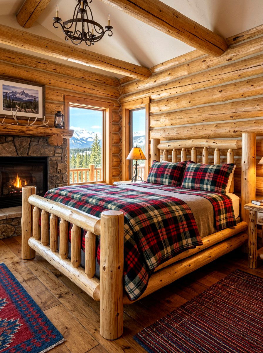 Pine Log Wood Bed - 30 wood bed frame ideas