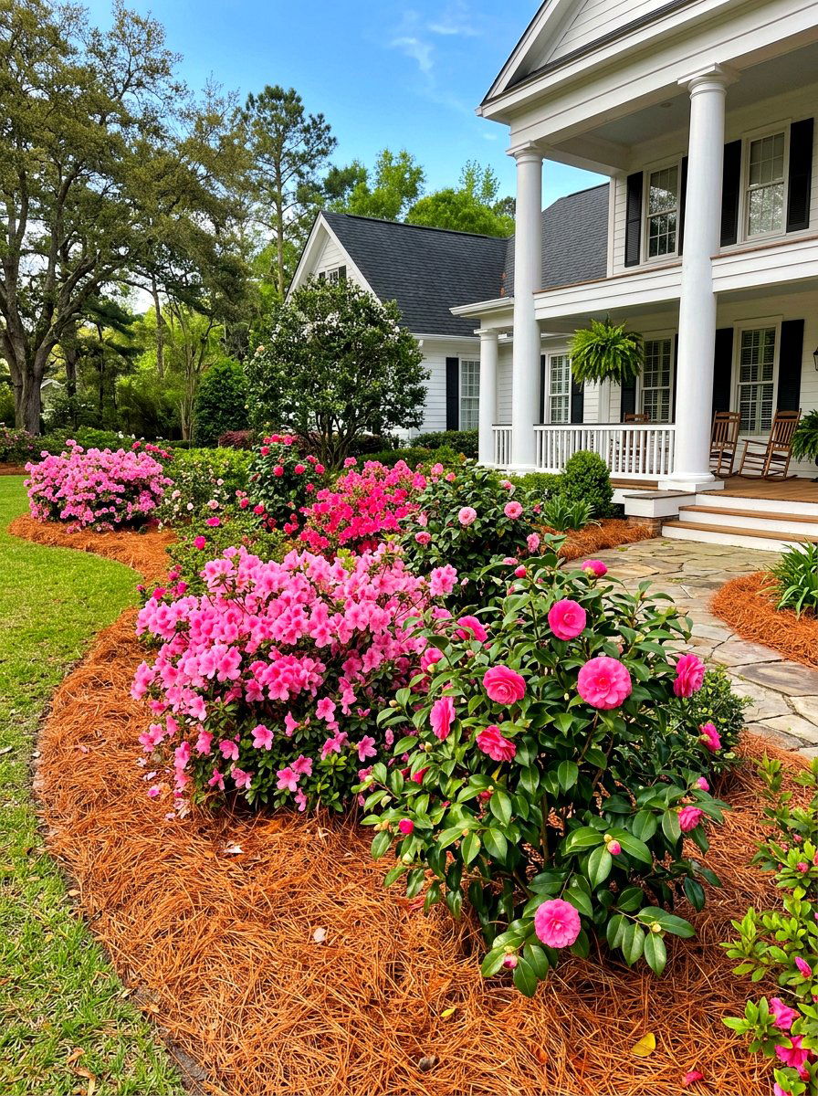 Pine Needle Straw - 30 flower bed mulch ideas