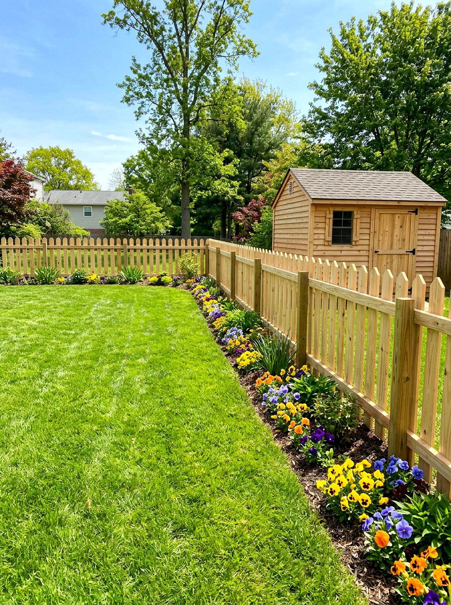 Pine Picket Fence - 30 cheap fence ideas