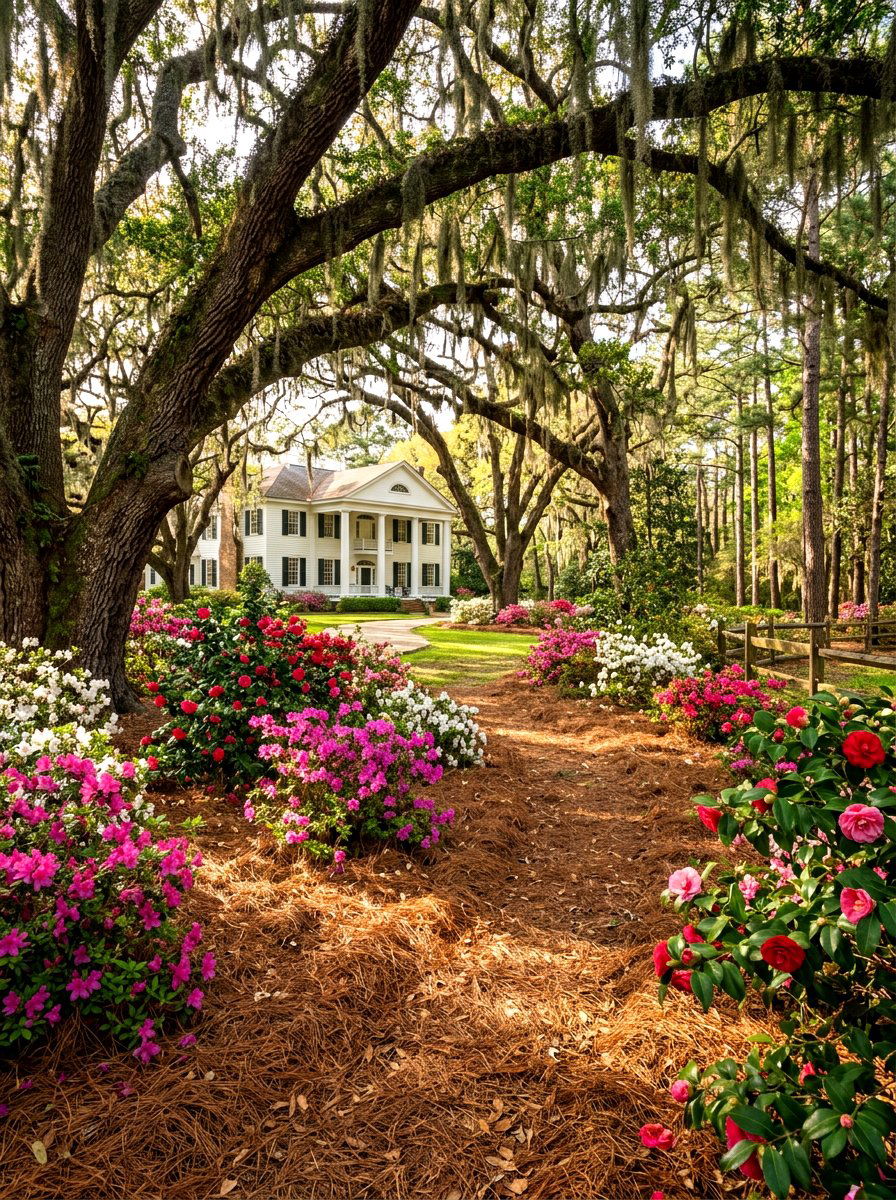 Pine Straw Bed - 30 front yard mulch ideas