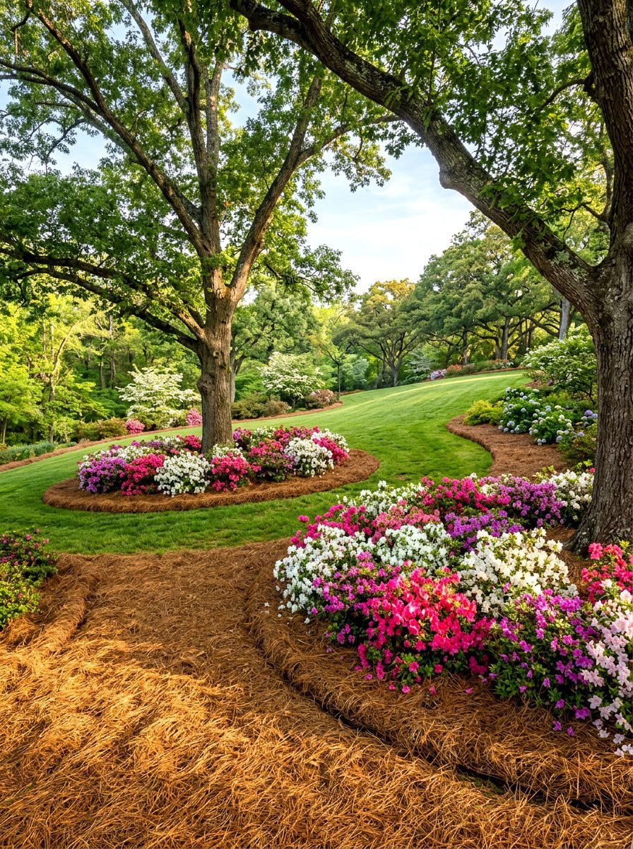 Pine Straw Ground Cover - 30 mulch landscaping ideas