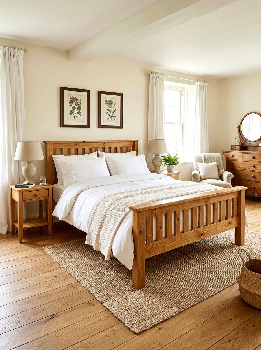 Pine Wood Bed Frame - 30 rustic bedroom ideas
