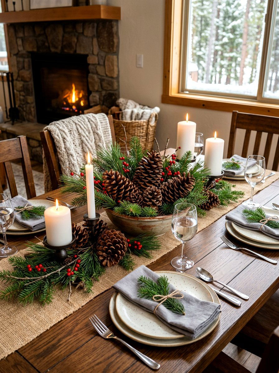 Pine cone accent - 30 neutral tablescape ideas