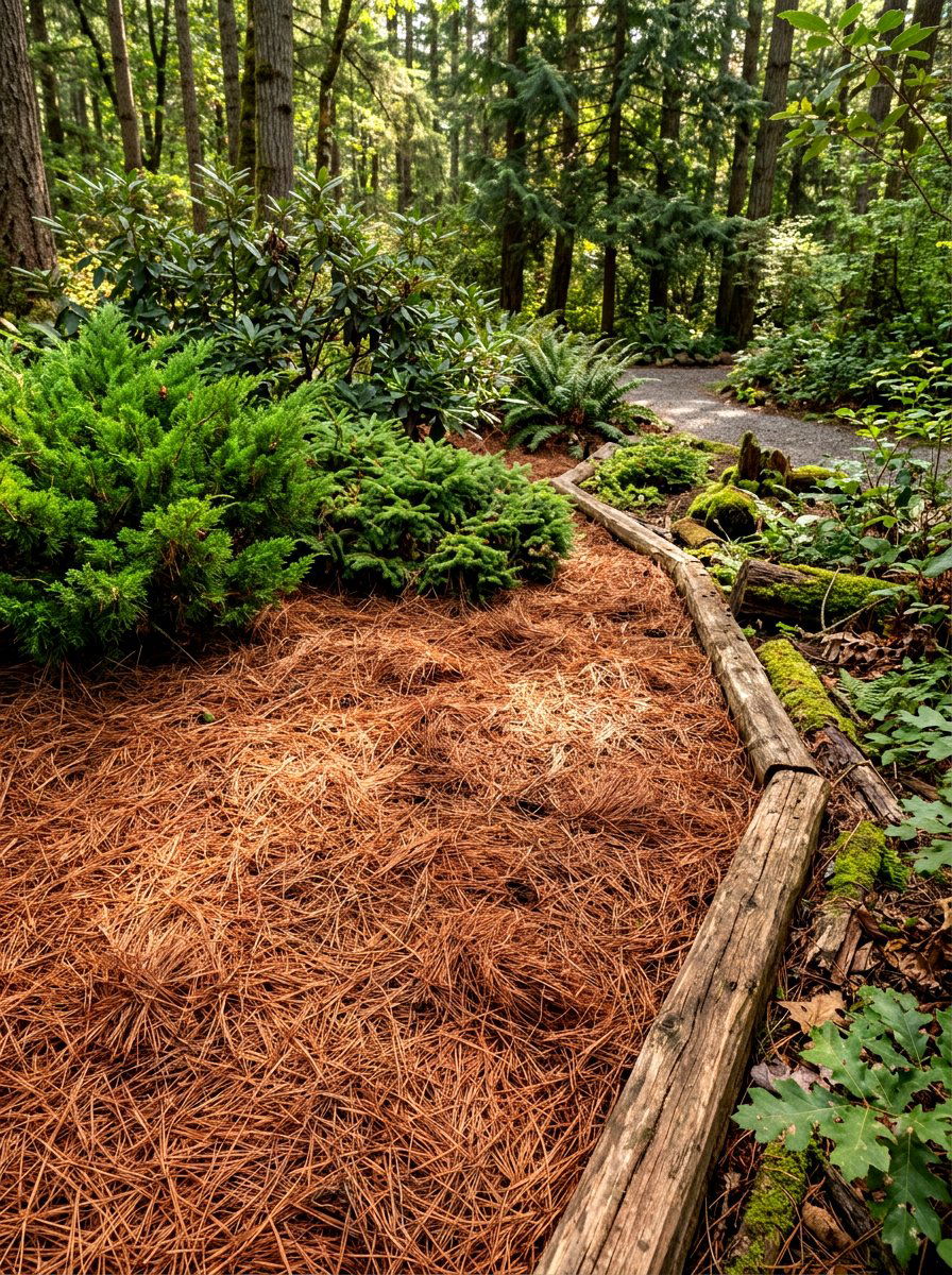 Pine straw mulch - 30 cabin backyard landscaping ideas