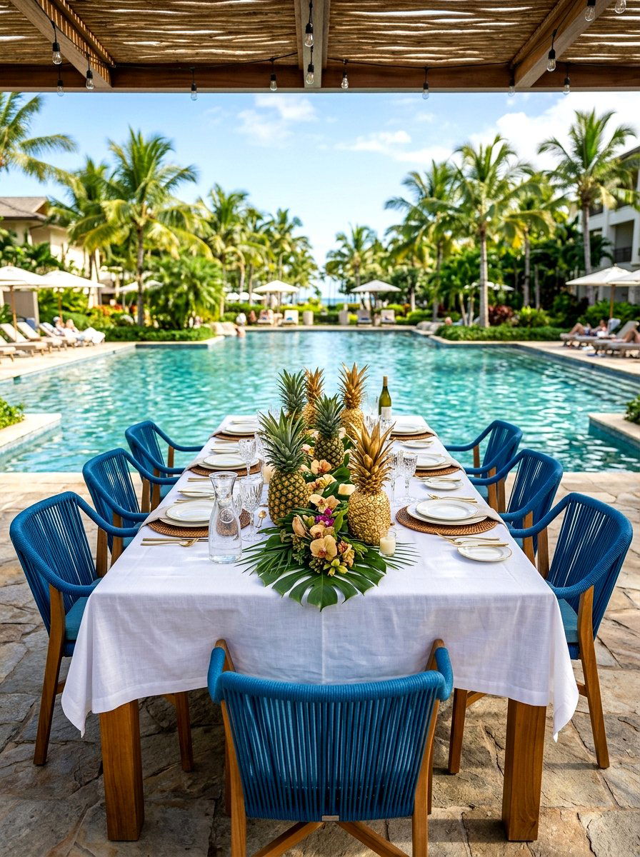 Pineapple Table Centerpiece - 30 pool party decor ideas