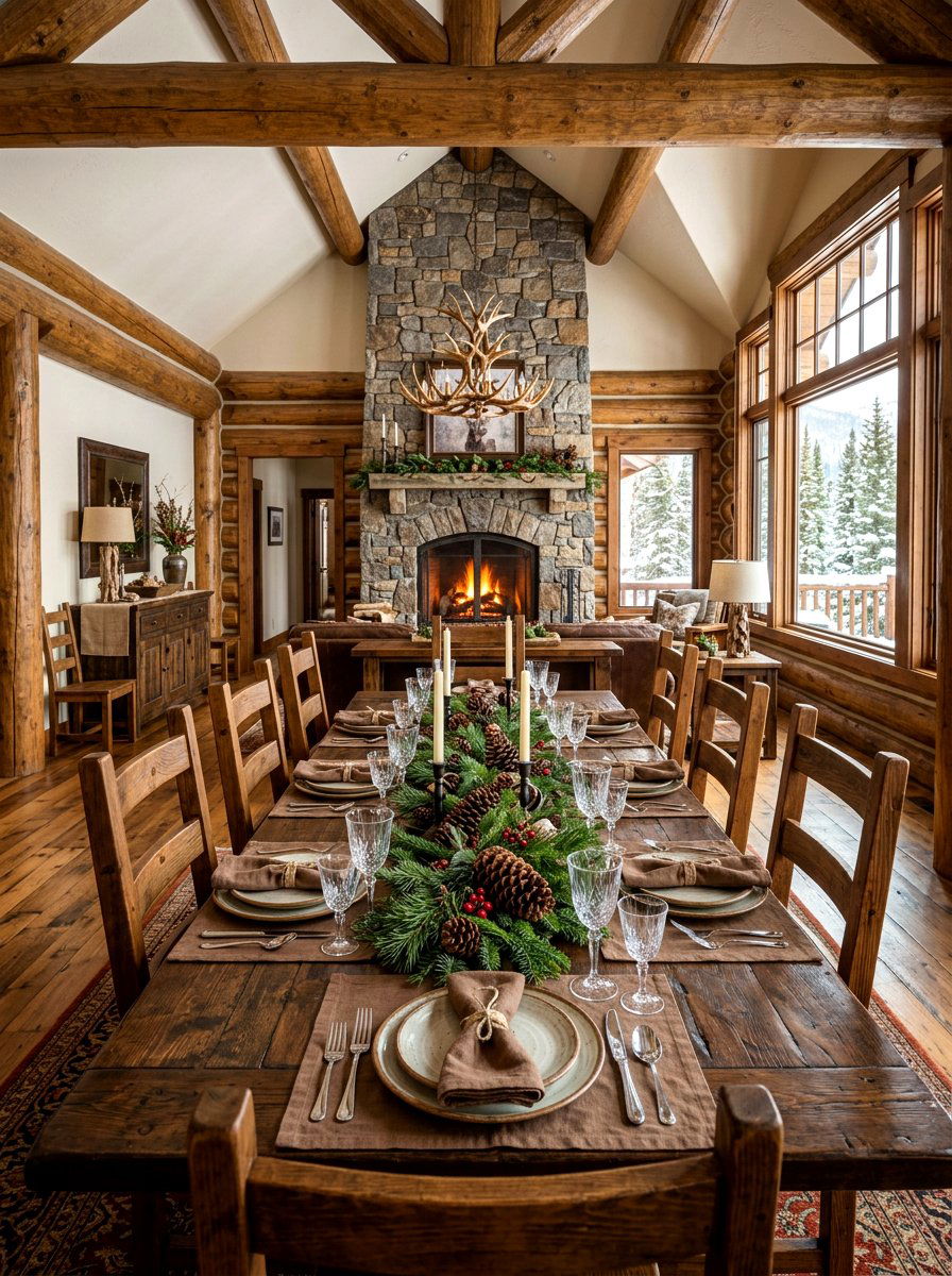 Pinecone And Evergreen - 30 fall harvest table ideas