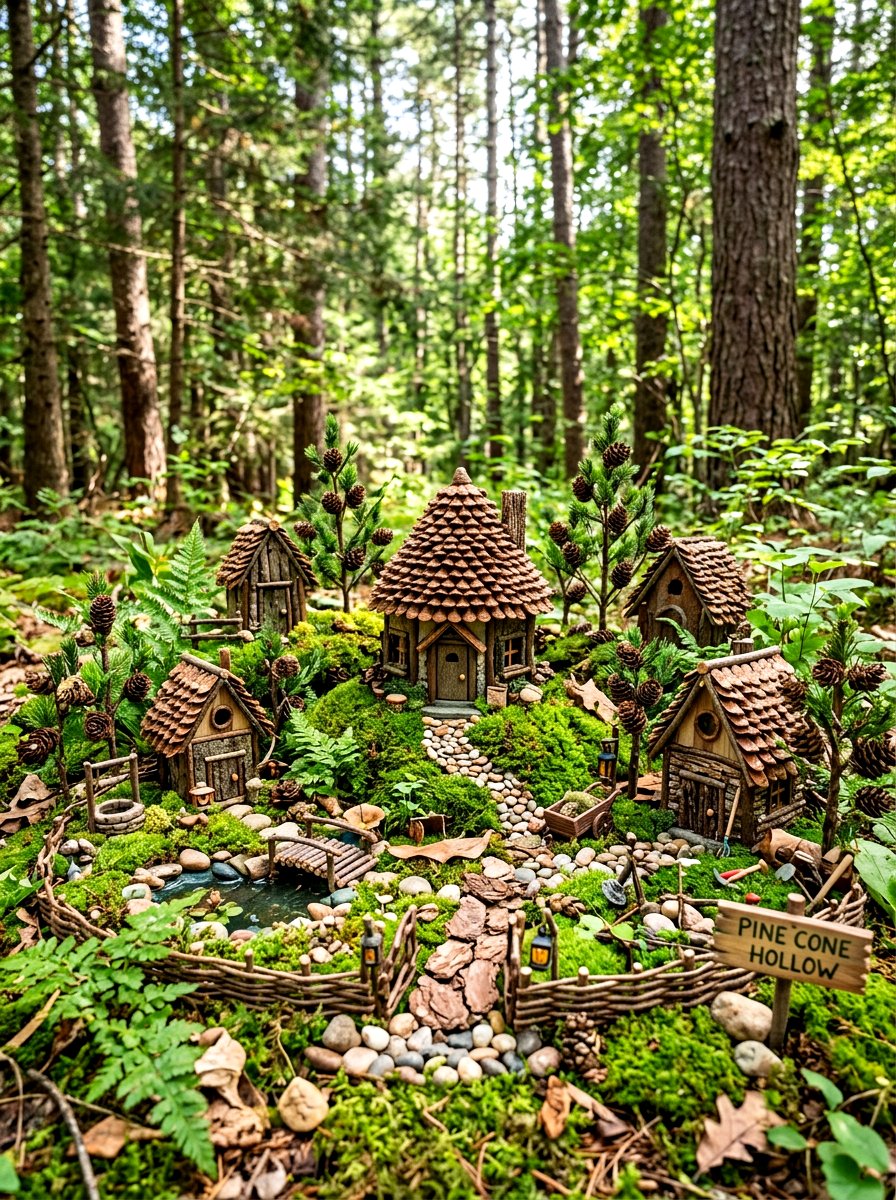 Pinecone Fairy Garden - 30 miniature fairy garden ideas
