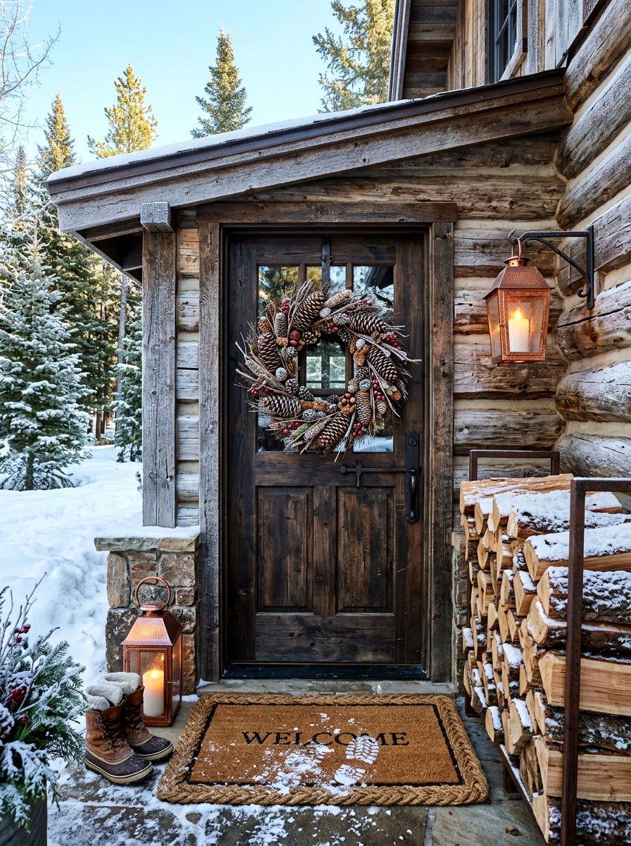 Pinecone Wreath - 30 door wreath ideas