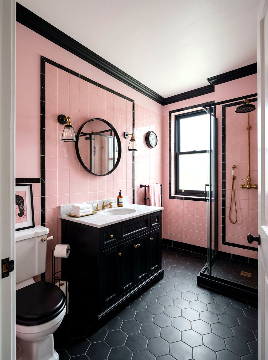 Pink And Black Bathroom - 30 art deco bathroom ideas