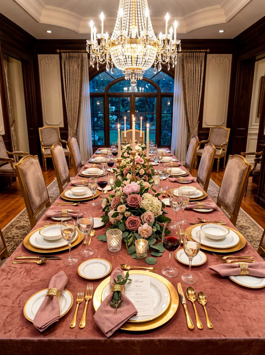 Pink And Gold Table - 30 spring brunch table ideas
