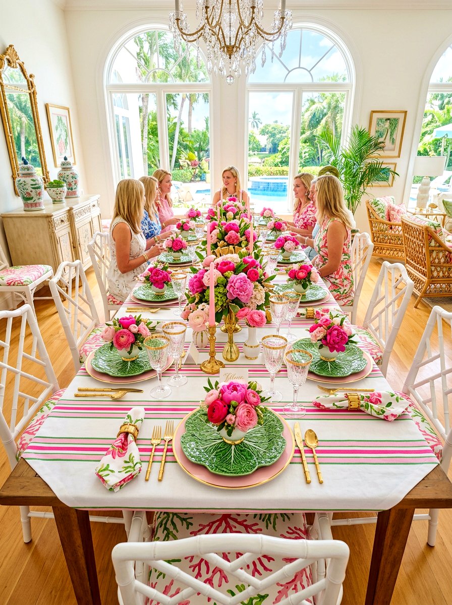 Pink And Green Tablescape - 30 lettuce plate dining ideas