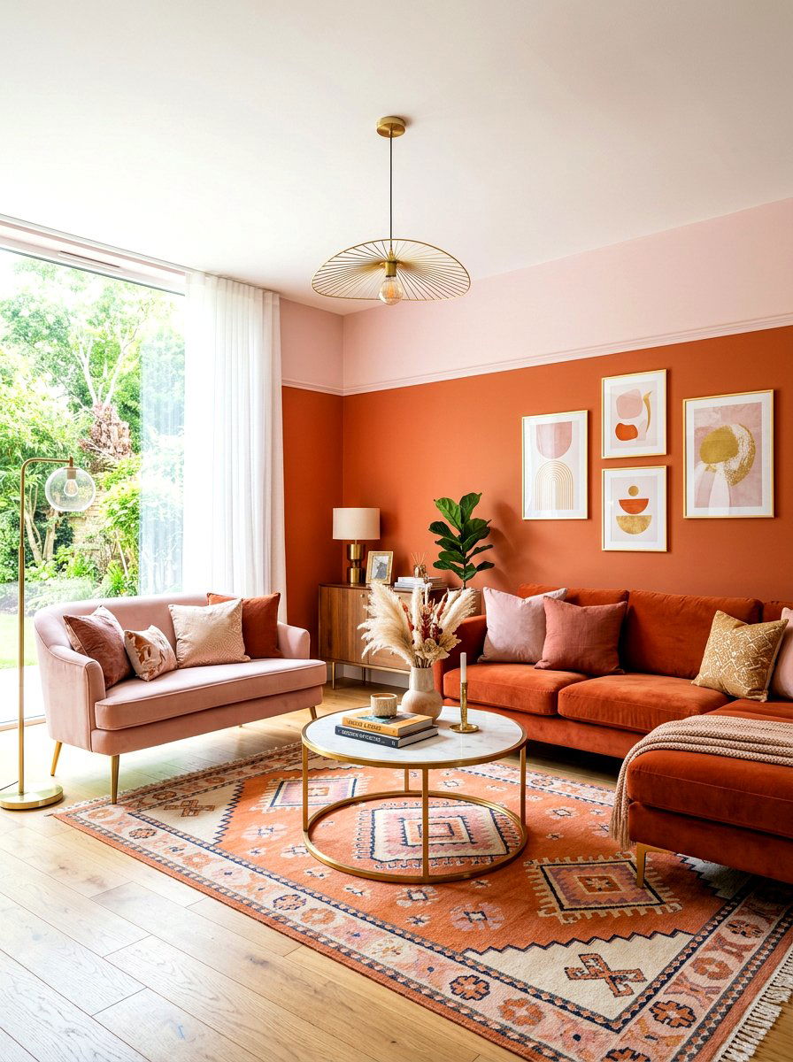 Pink And Orange Living Room - 30 color blocked room ideas