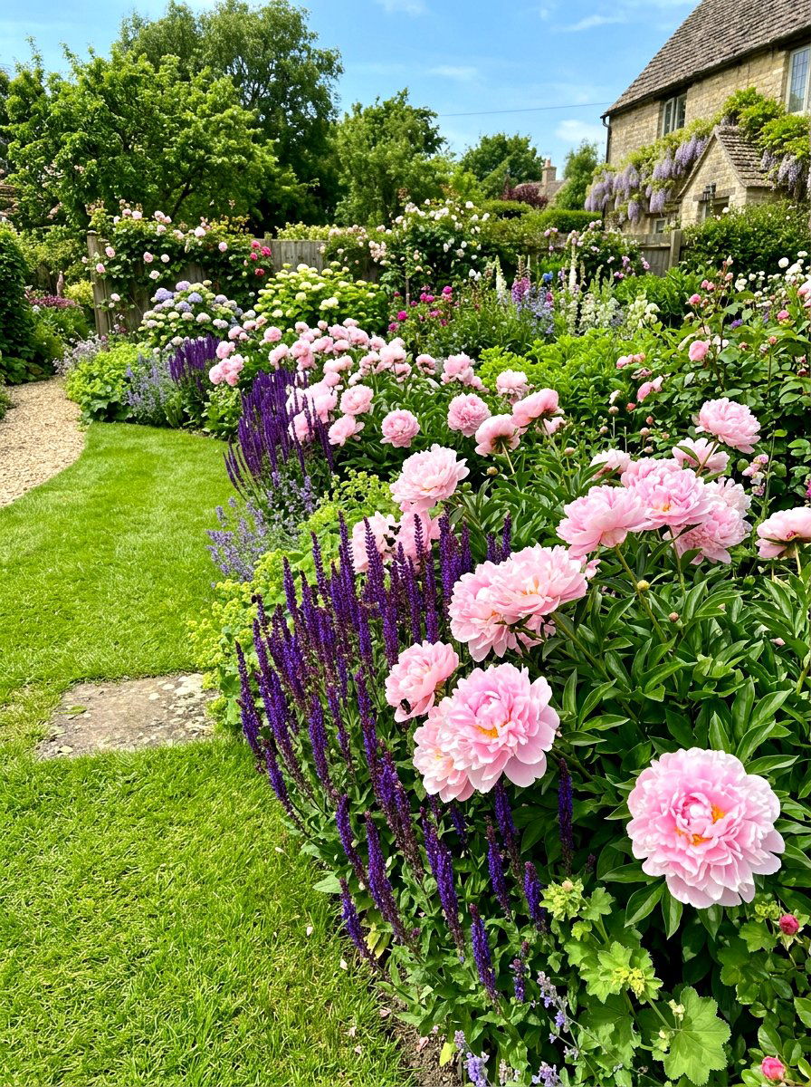 Pink And Purple Flower Bed - 30 peony garden bed ideas