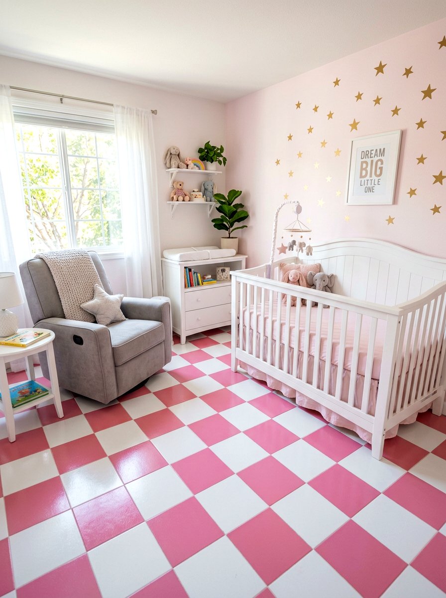 Pink And White Checkerboard - 30 checkerboard floor ideas
