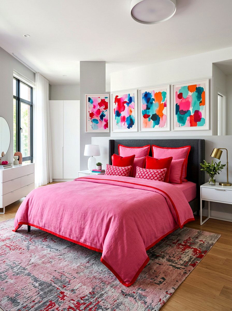 Pink Bedding Red Trim - 30 contrast trim bedding bedroom ideas