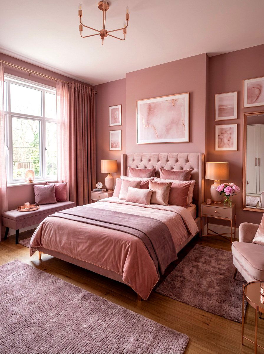 Pink Bedroom - 30 monochromatic bedroom ideas