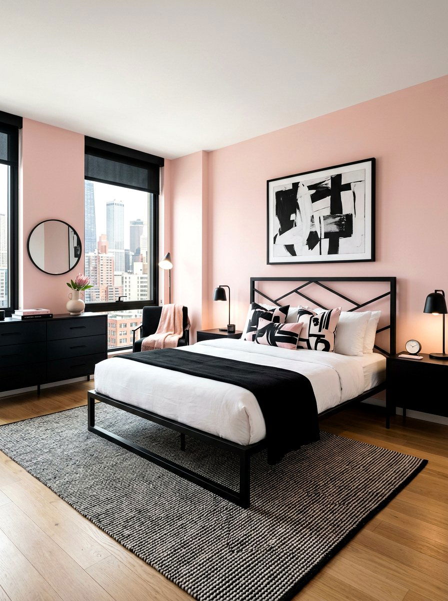 Pink Black Contemporary Bedroom - 30 pink bedroom ideas