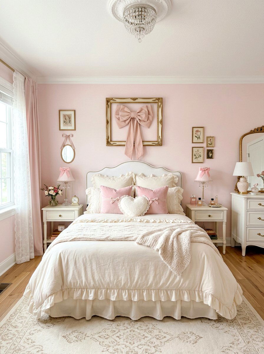 Pink Bow Wall Decor - 30 coquette room decor ideas