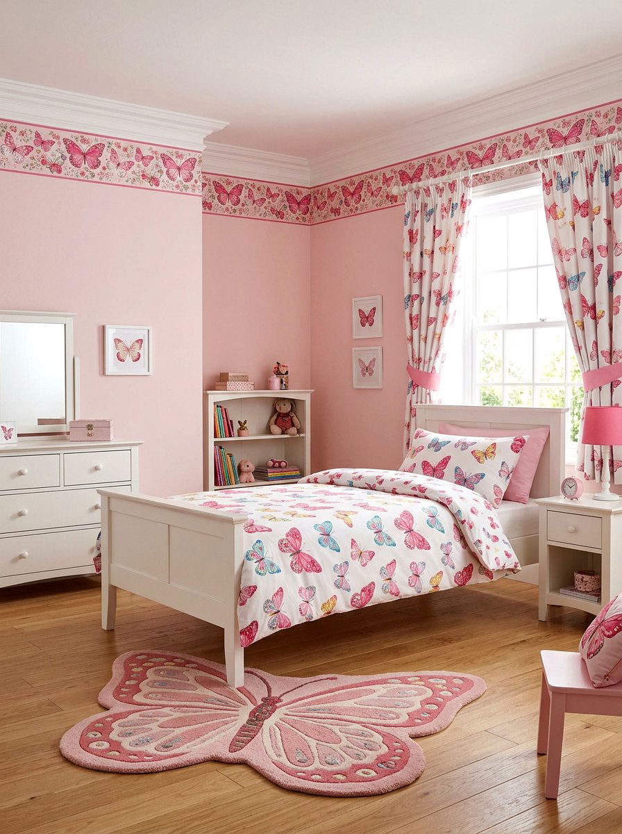 Pink Butterfly Bedroom Border - 30 butterfly border ideas