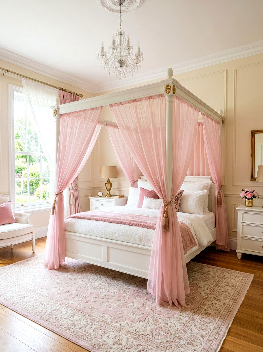Pink Canopy Bed - 30 princess bedroom ideas