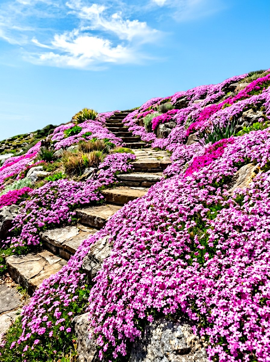 Pink Cherry Blossom Groundcover - 30 pink flower bed ideas