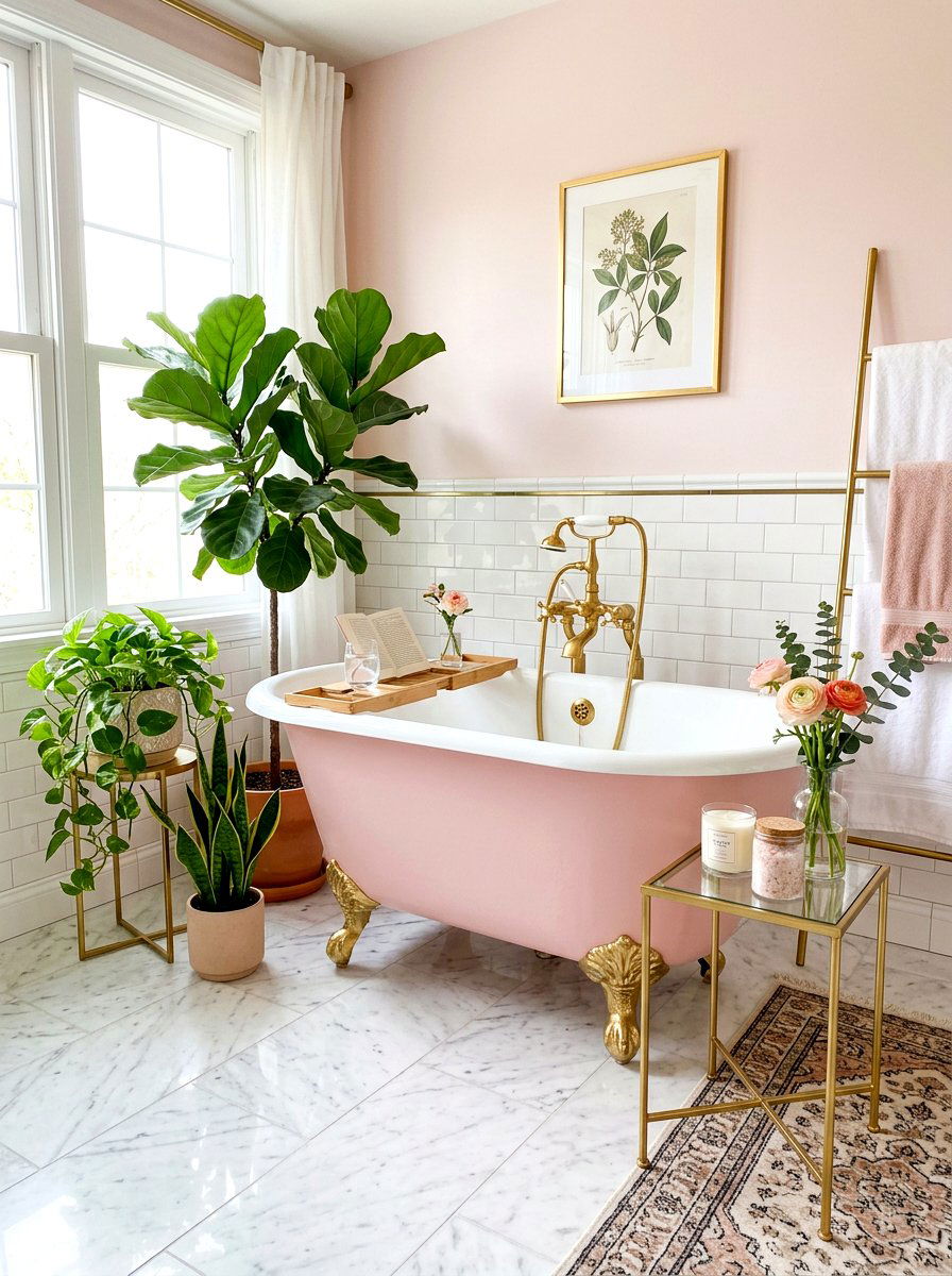 Pink Clawfoot Tub - 30 clawfoot tub ideas