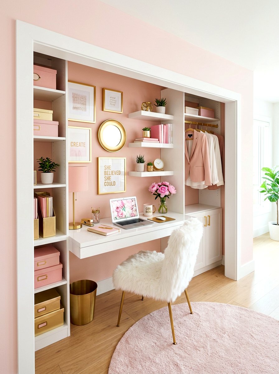 Pink Closet Office - 30 cloffice ideas