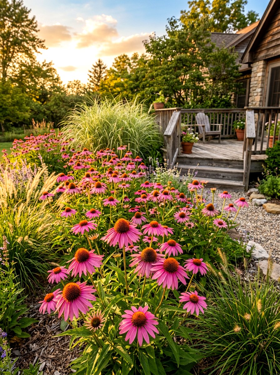 Pink Coneflower Patch - 30 pink flower bed ideas