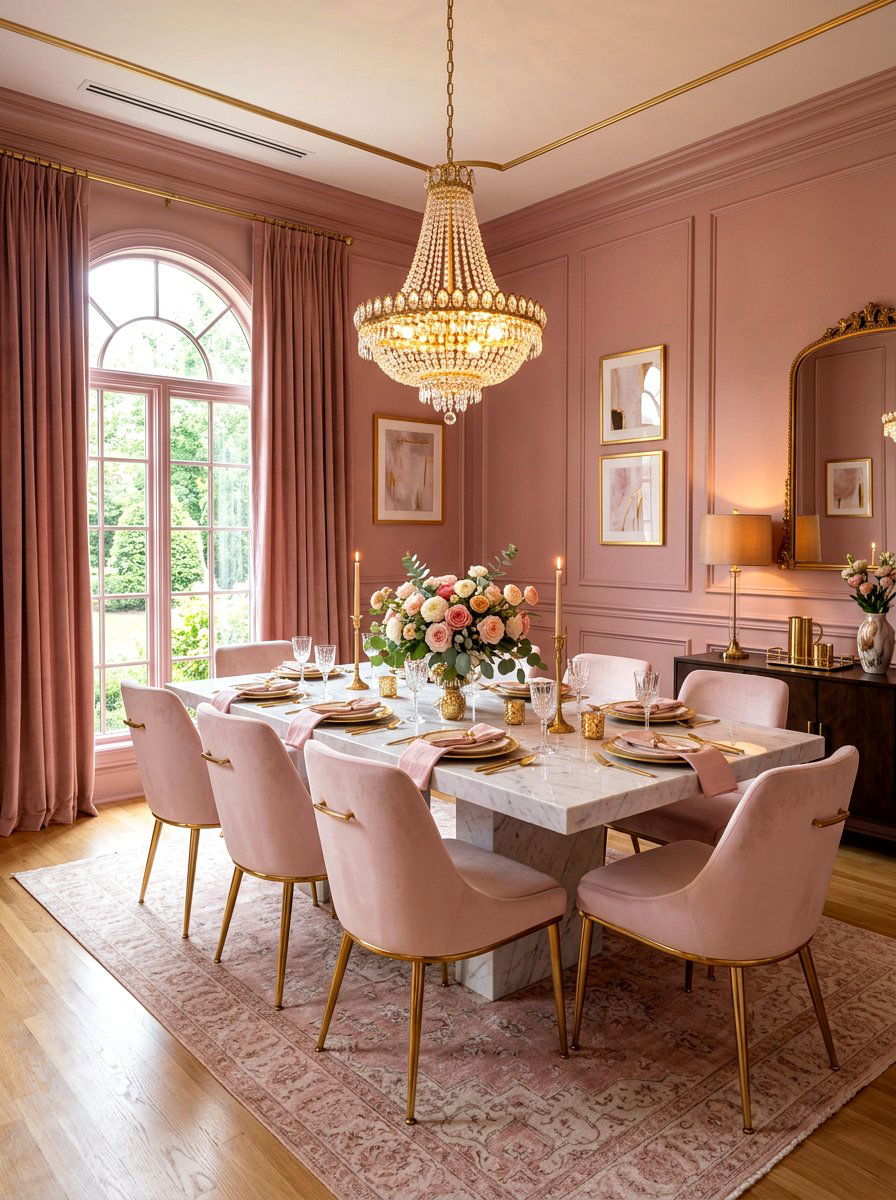 Pink Dining Room - 30 romantic dinner room ideas